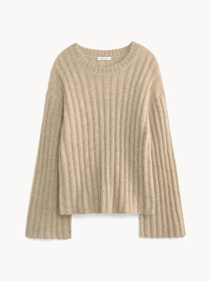 Knitwear Women By Malene Birger Cierra Ribbed Sweater Twill Beige Knitwear Women By Malene Birger Cierra Ribbed Sweater Twill Beige