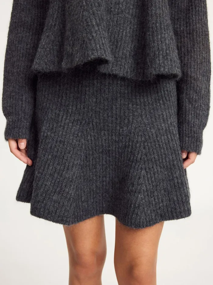 Knitwear Women By Malene Birger Dox Mini Skirt Grey Melange Knitwear Women By Malene Birger Dox Mini Skirt Grey Melange
