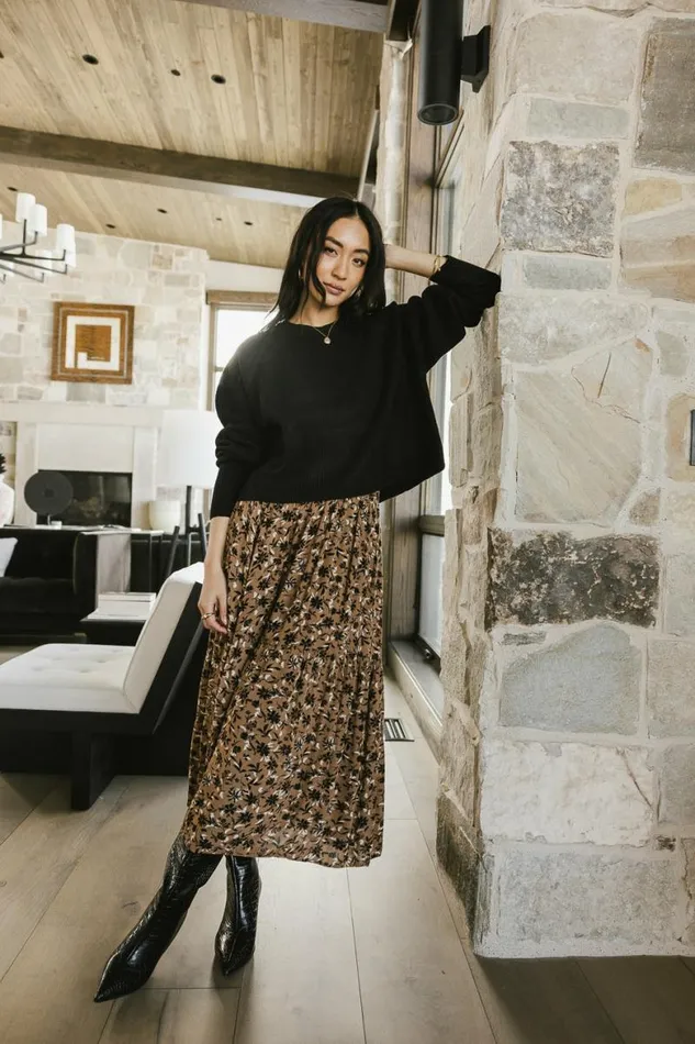Kristina Floral Skirt In Brown Brown Women Bohme Skirts