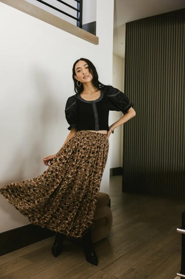 Kristina Floral Skirt In Brown Brown Women Bohme Skirts