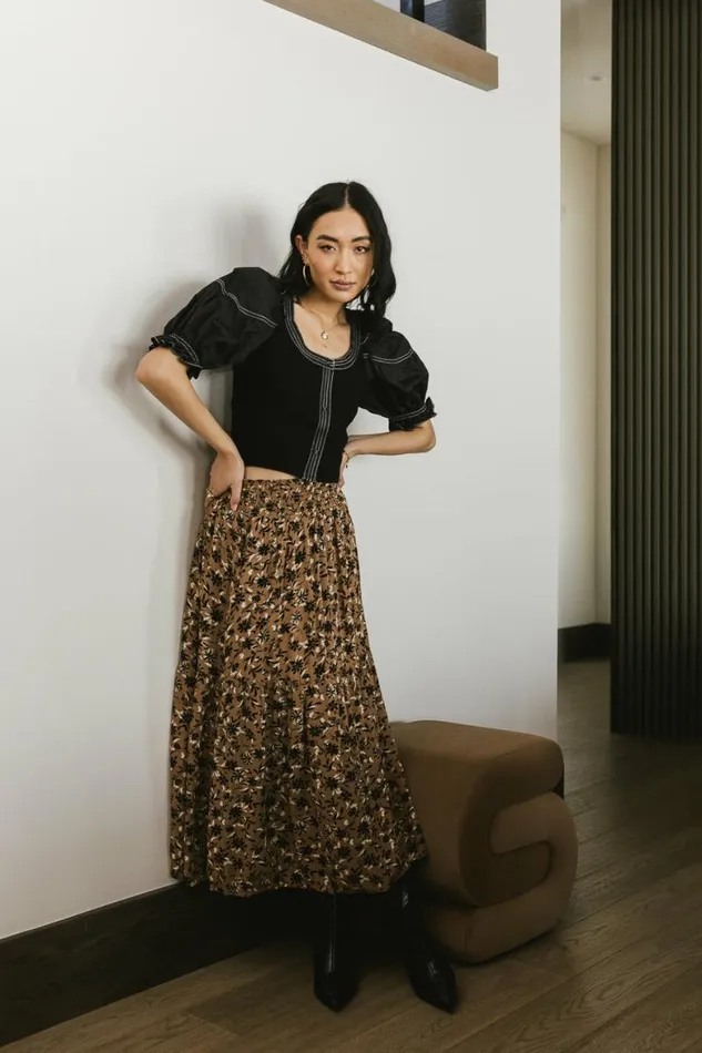 Kristina Floral Skirt In Brown Brown Women Bohme Skirts