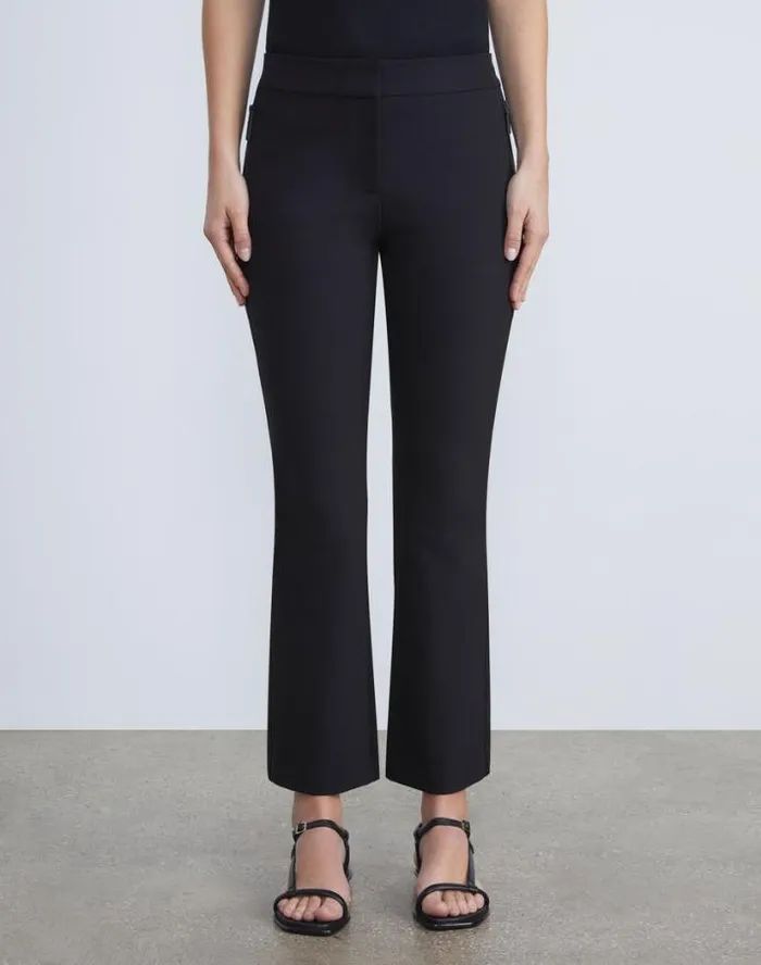 Lafayette 148 New York Acclaimed Stretch Manhattan Slim Flared Pant Black Ready To Wear Pants and Shorts