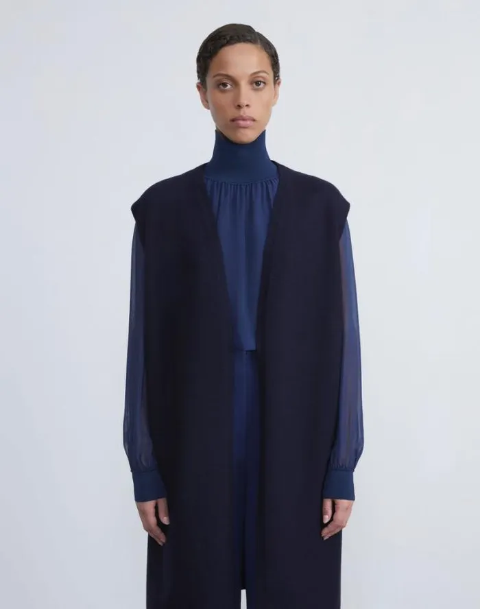 Lafayette 148 New York Boiled Wool Vest Armada Ready To Wear Sweaters and Knits