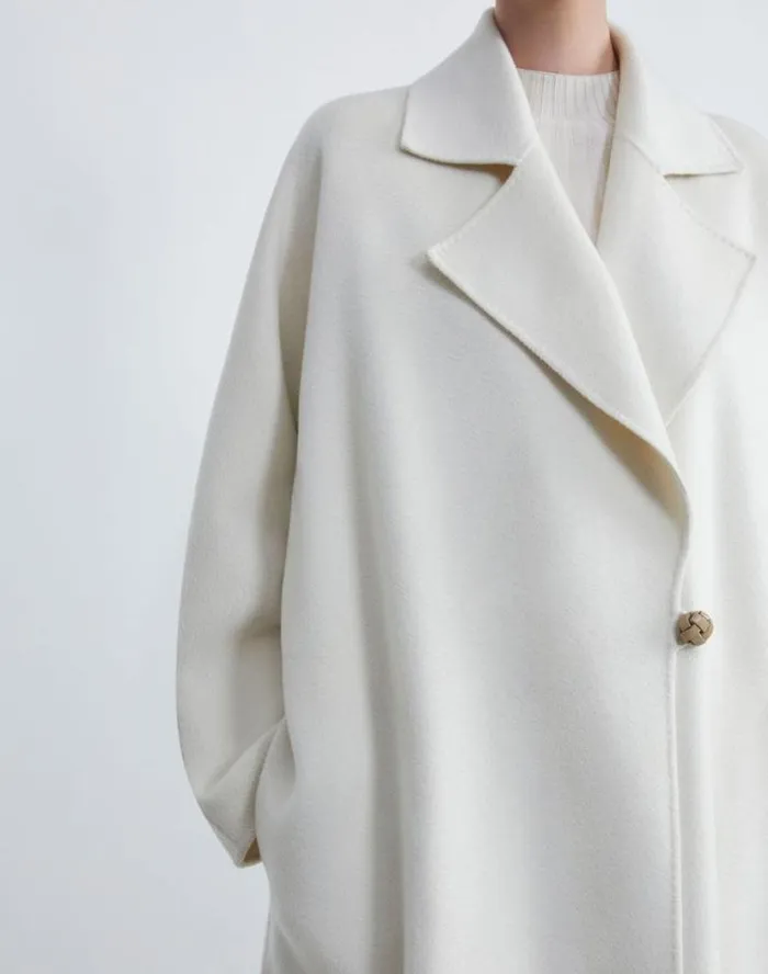 Lafayette 148 New York Brushed Cashmere Double Face Oversized Coat Cloud Ready To Wear Jackets and Blazers