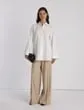 Lafayette 148 New York Embroidered Rose Organic Cotton Poplin Oversized Shirt White Ready To Wear Blouses and Shirts