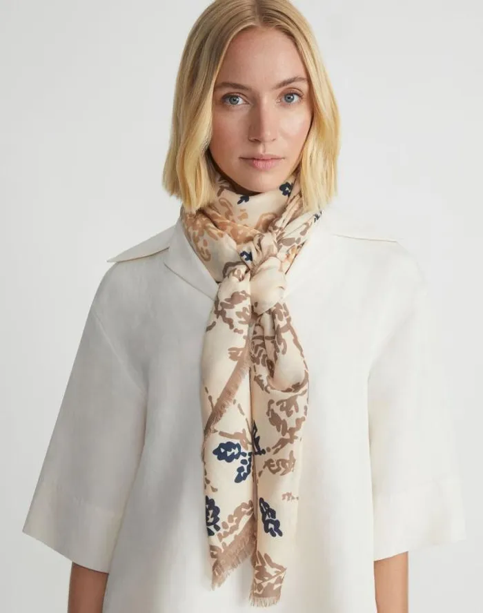 Lafayette 148 New York Flora Bloom Print CashmereSilk Scarf Pampas Plume Multi Accessories Wraps and Scarves