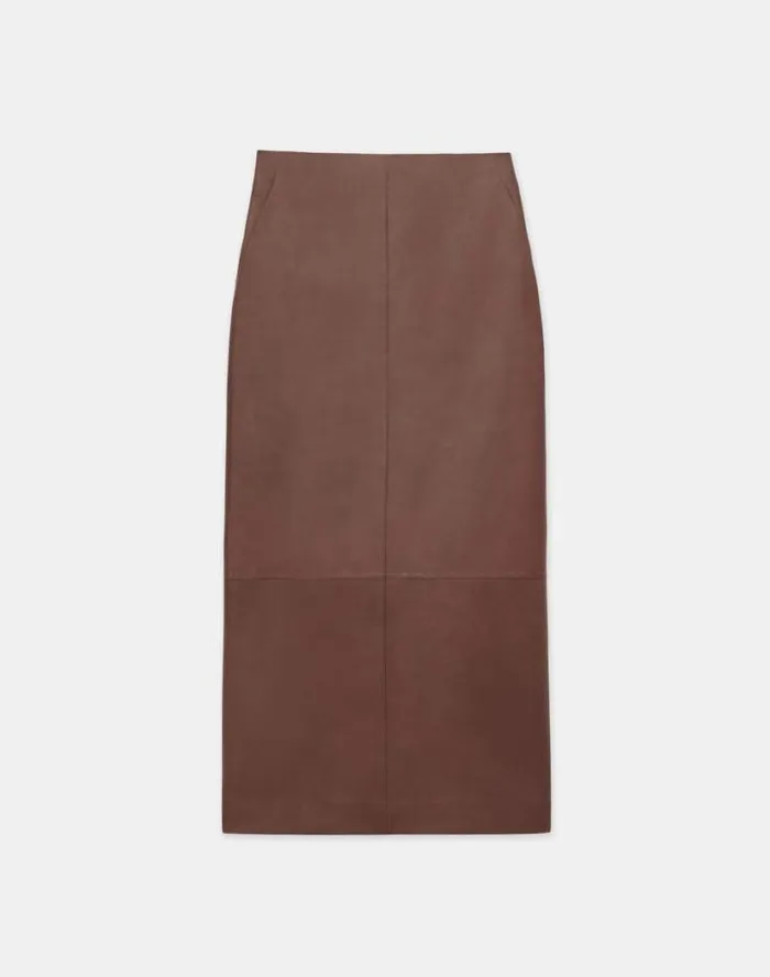 Lafayette 148 New York Lambskin Leather Pencil Skirt Russet Ready To Wear Skirts