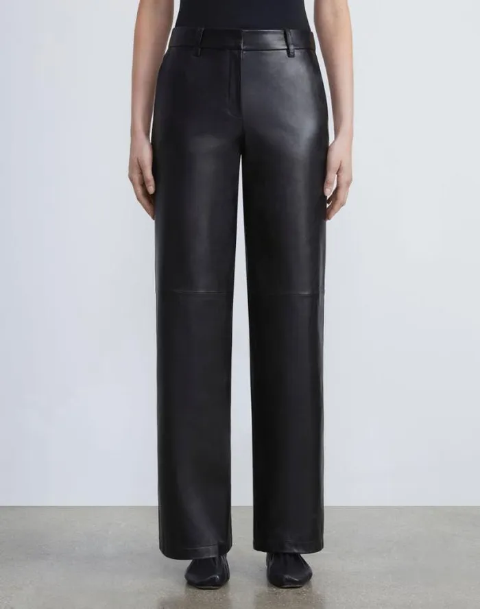 Lafayette 148 New York Nappa Leather Sullivan Pant Black Ready To Wear Pants and Shorts