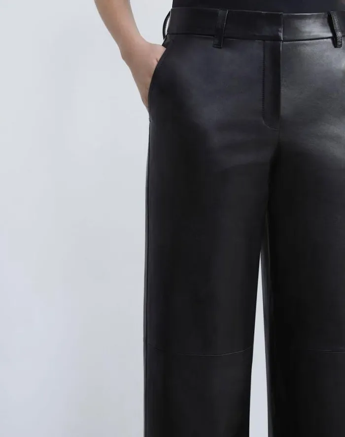 Lafayette 148 New York Nappa Leather Sullivan Pant Black Ready To Wear Pants and Shorts