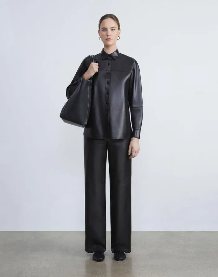 Lafayette 148 New York Nappa Leather Sullivan Pant Black Ready To Wear Pants and Shorts