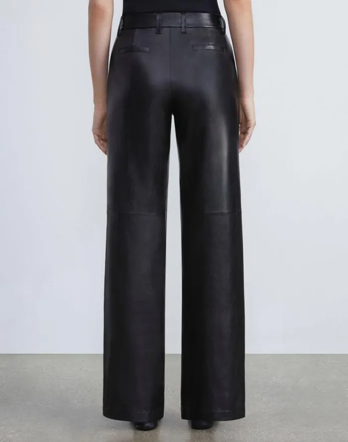 Lafayette 148 New York Nappa Leather Sullivan Pant Black Ready To Wear Pants and Shorts