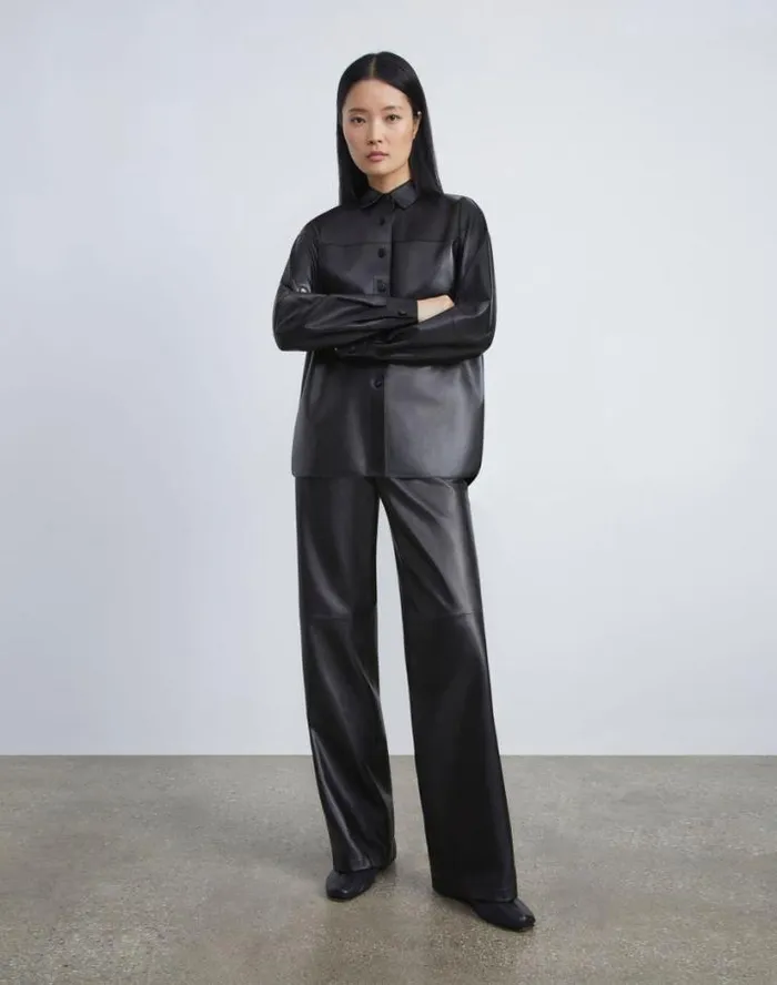 Lafayette 148 New York Nappa Leather Sullivan Pant Black Ready To Wear Pants and Shorts