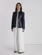 Lafayette 148 New York Nappa Leather Tailored Chore Jacket Midnight Blue Ready To Wear Leathers and Suedes