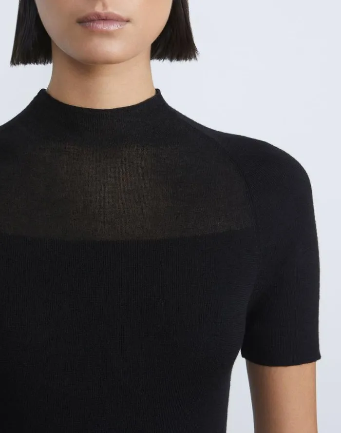 Lafayette 148 New York Responsible Fine Gauge Merino Sheer Sweater Black Ready To Wear Sweaters and Knits