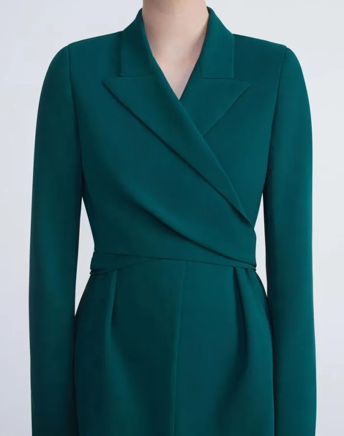 Lafayette 148 New York Responsible Finesse Crepe Wrap Blazer Black Ready To Wear Jackets and Blazers