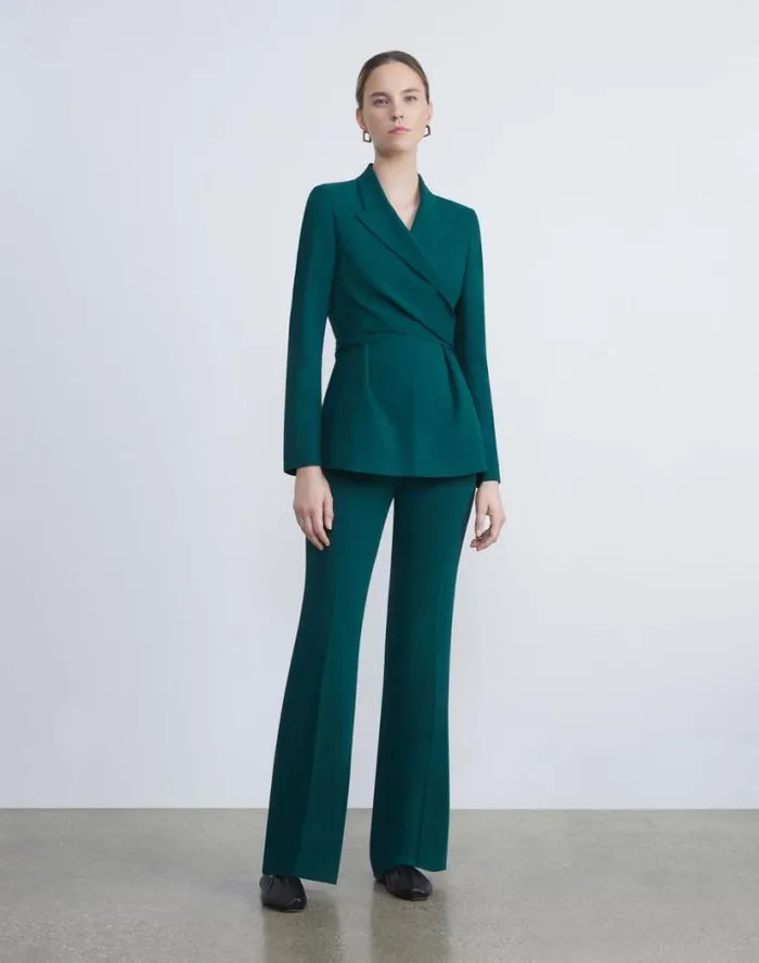 Lafayette 148 New York Responsible Finesse Crepe Wrap Blazer Black Ready To Wear Jackets and Blazers