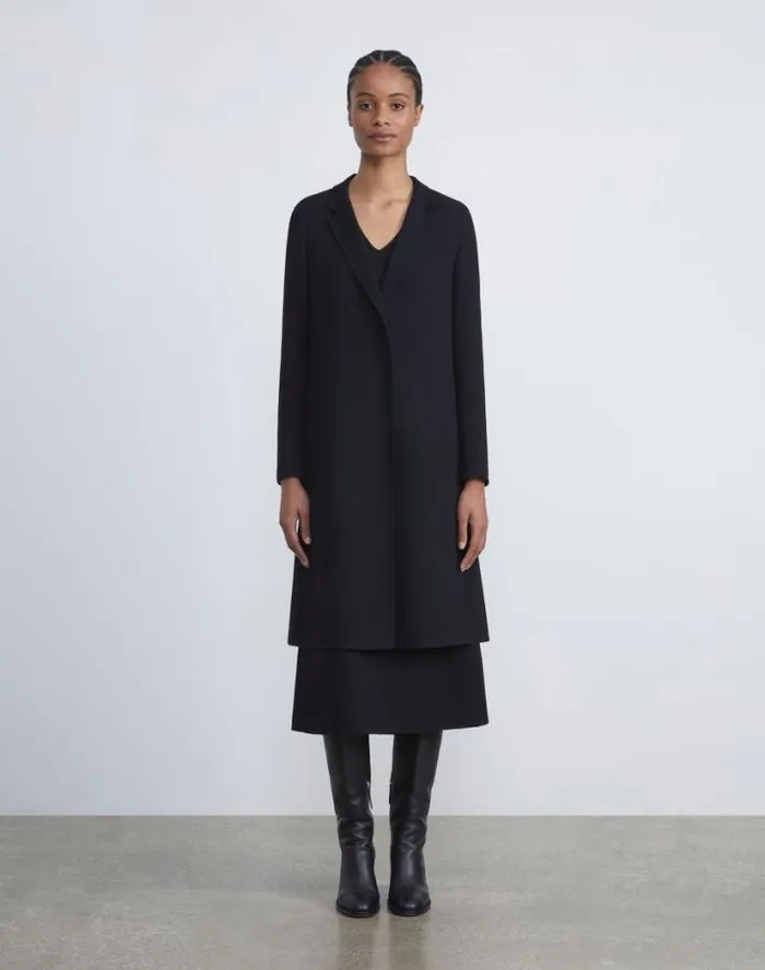 Lafayette 148 New York Responsible Wool Nouveau Crepe ALine Jacket Black Ready To Wear Jackets and Blazers