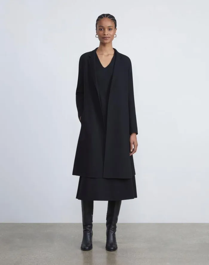 Lafayette 148 New York Responsible Wool Nouveau Crepe ALine Jacket Black Ready To Wear Jackets and Blazers