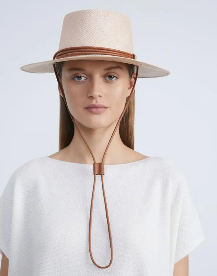 Lafayette 148 New York Straw Bolero Hat Black Multi Accessories Hats