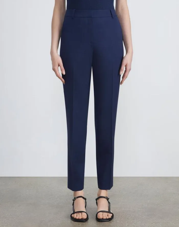 Lafayette 148 New York Stretch Wool Clinton Ankle Pant Black Ready To Wear Suits