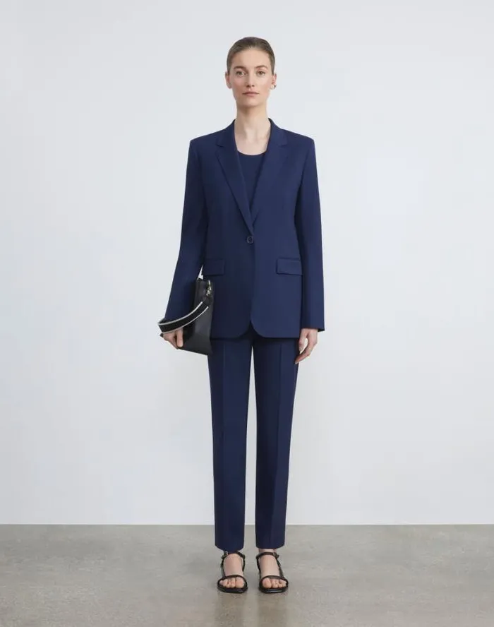 Lafayette 148 New York Stretch Wool Clinton Ankle Pant Black Ready To Wear Suits