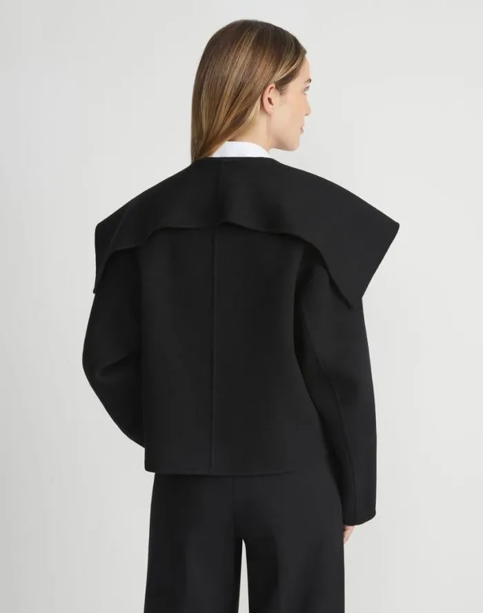 Lafayette 148 New York WoolCashmere Double Face Shawl Collar Oversized Coat Black Ready To Wear Jackets and Blazers