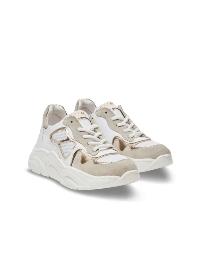 Leather And Mesh Trainers White Kids Balmain