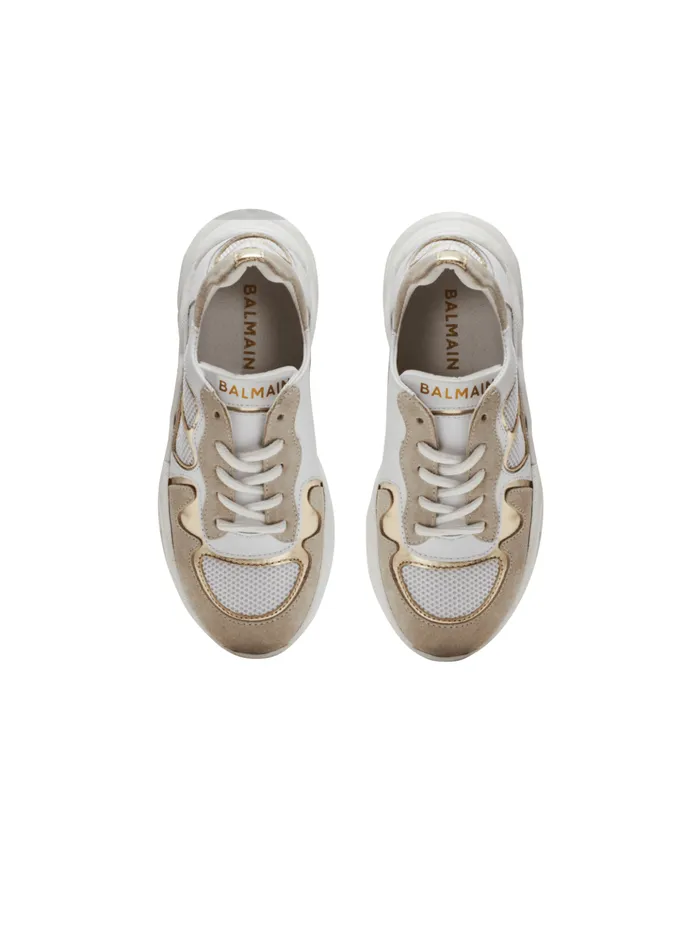 Leather And Mesh Trainers White Kids Balmain