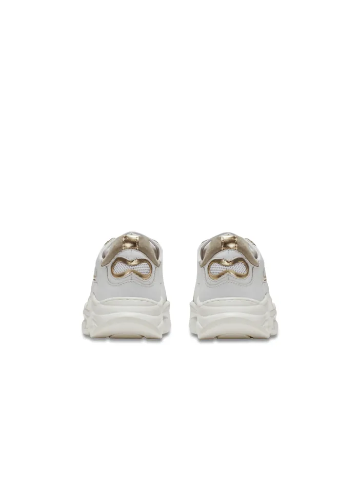 Leather And Mesh Trainers White Kids Balmain