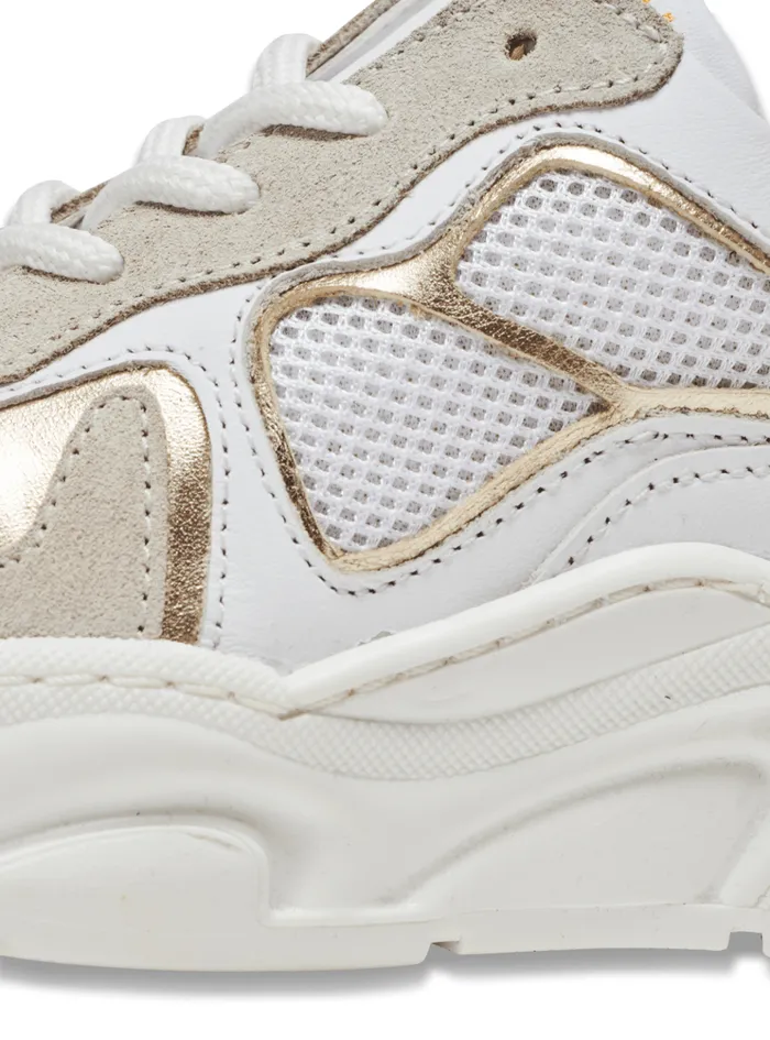 Leather And Mesh Trainers White Kids Balmain