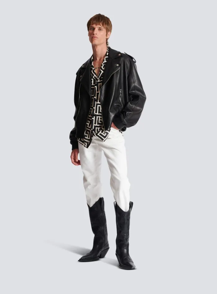 Leather Bomber Jacket Black Men Balmain Outerwear Leather Bomber Jacket Black Men Balmain Outerwear