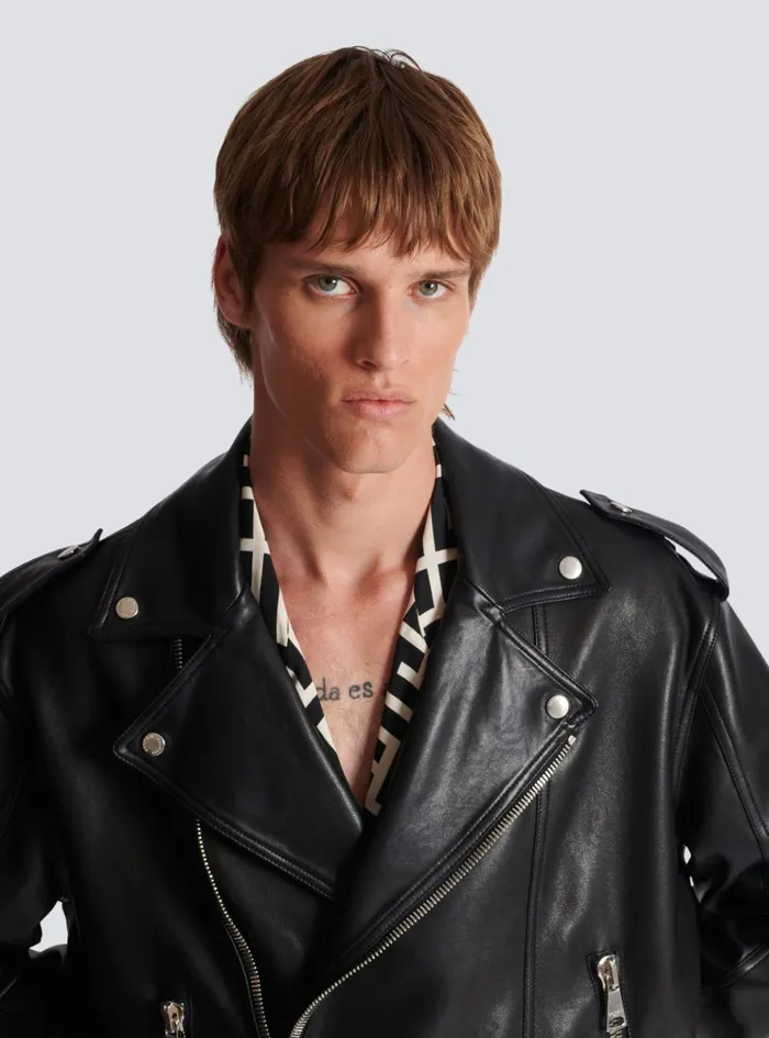 Leather Bomber Jacket Black Men Balmain Outerwear Leather Bomber Jacket Black Men Balmain Outerwear