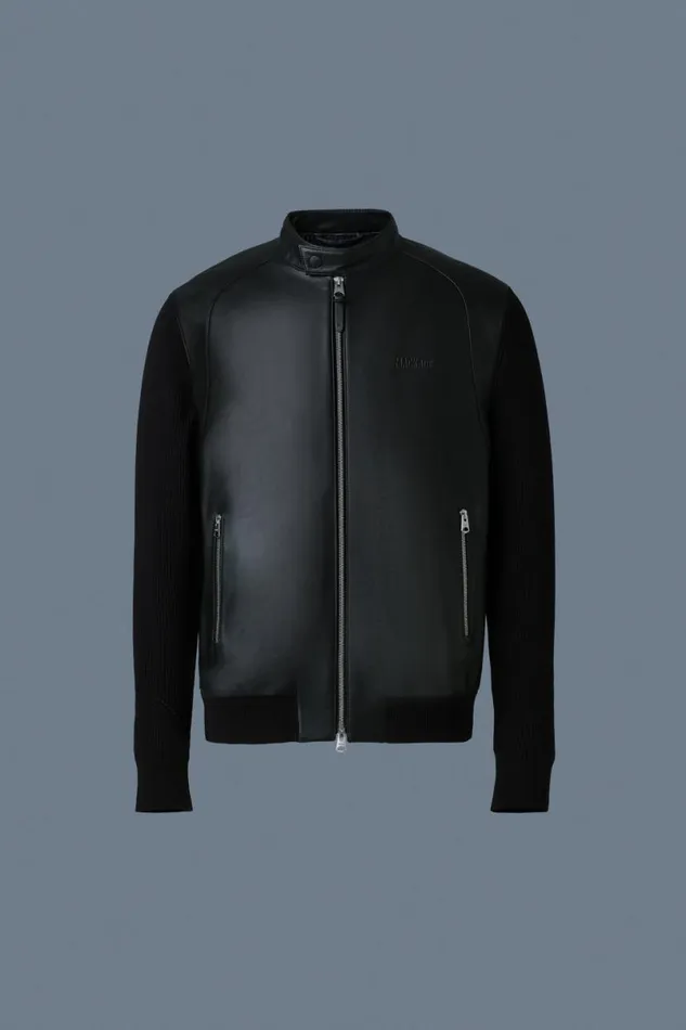 Leather Jackets Men Mackage DOMINIC Knit MixedMedia Jacket Black