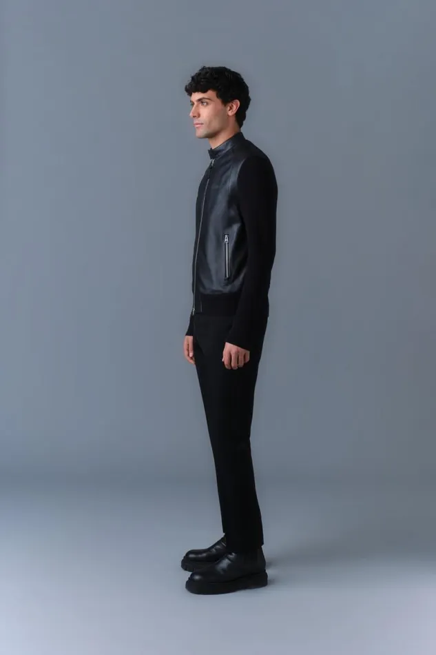 Leather Jackets Men Mackage DOMINIC Knit MixedMedia Jacket Black