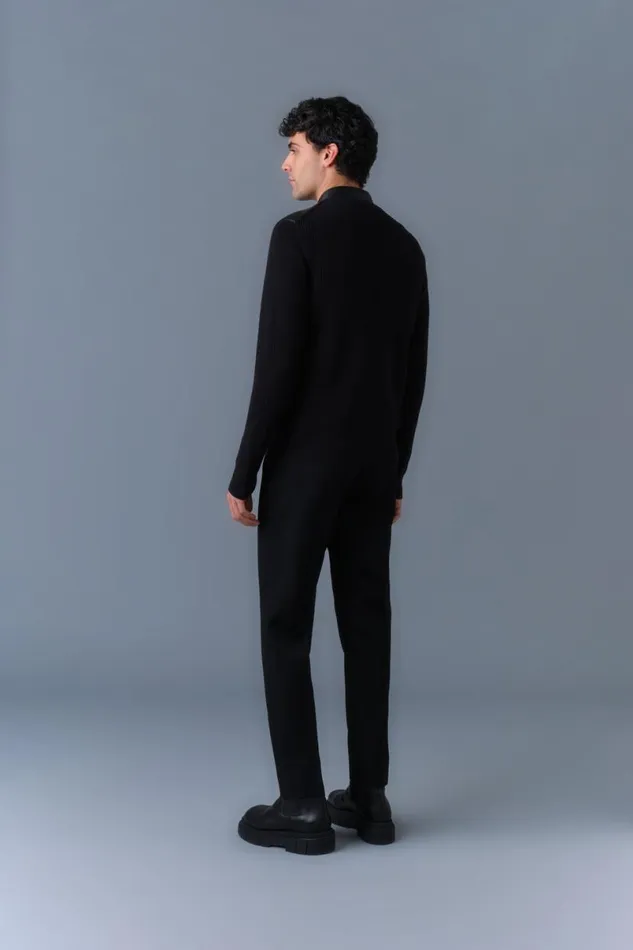 Leather Jackets Men Mackage DOMINIC Knit MixedMedia Jacket Black