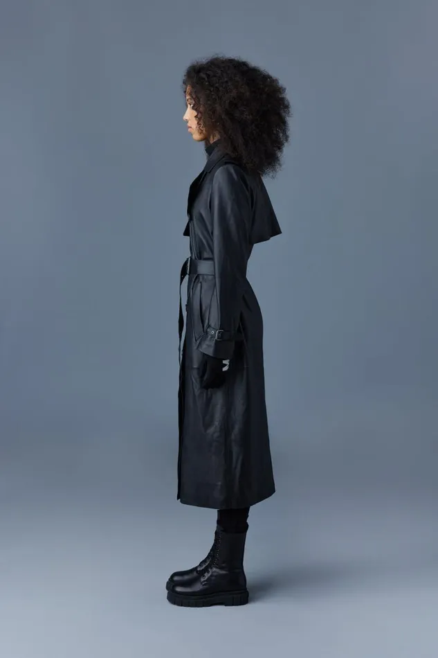 Leather Jackets Women Mackage GAELZ Leather Trench Coat With Belt Cognac Leather Jackets Women Mackage GAELZ Leather Trench Coat With Belt Cognac