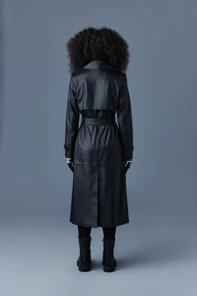 Leather Jackets Women Mackage GAELZ Leather Trench Coat With Belt Cognac Leather Jackets Women Mackage GAELZ Leather Trench Coat With Belt Cognac