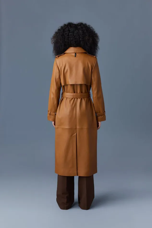 Leather Jackets Women Mackage GAELZ Leather Trench Coat With Belt Cognac Leather Jackets Women Mackage GAELZ Leather Trench Coat With Belt Cognac