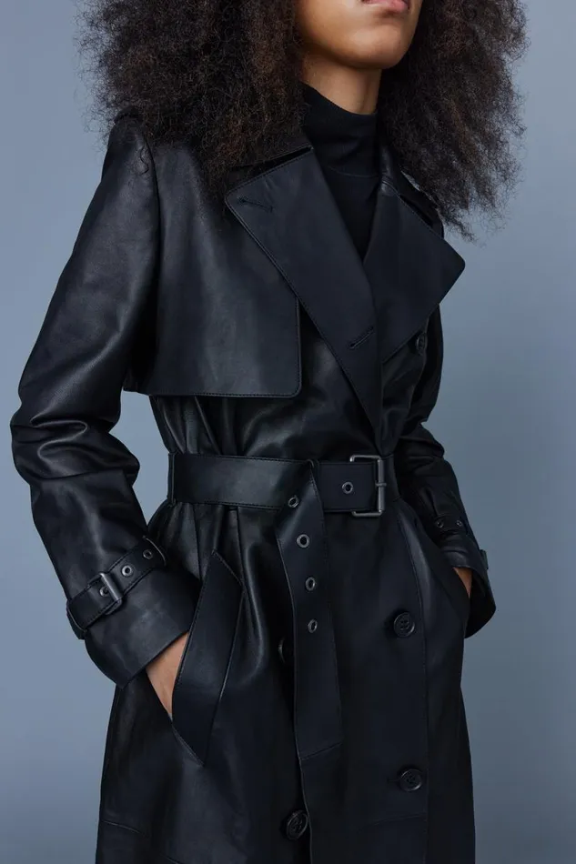 Leather Jackets Women Mackage GAELZ Leather Trench Coat With Belt Cognac Leather Jackets Women Mackage GAELZ Leather Trench Coat With Belt Cognac