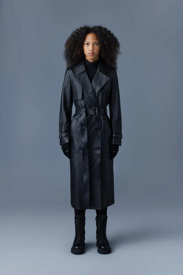 Leather Jackets Women Mackage GAELZ Leather Trench Coat With Belt Cognac Leather Jackets Women Mackage GAELZ Leather Trench Coat With Belt Cognac