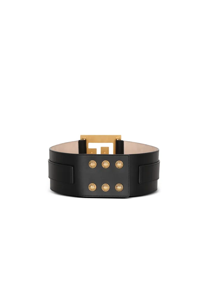 Leather PBelt Black Women Balmain Belts
