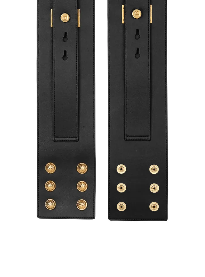 Leather PBelt Black Women Balmain Belts