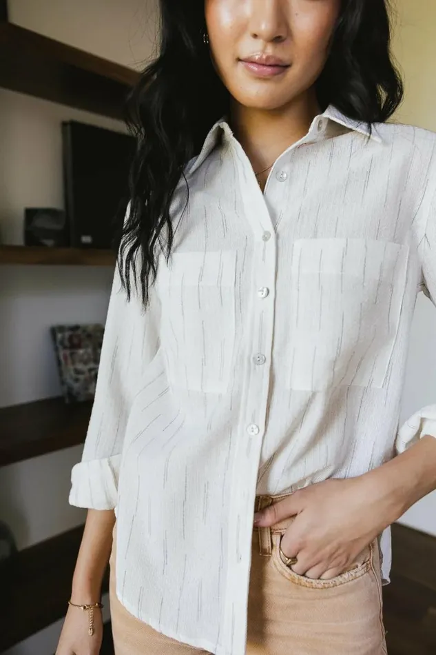 Libby Printed Button Up Cream Women Bohme Tops