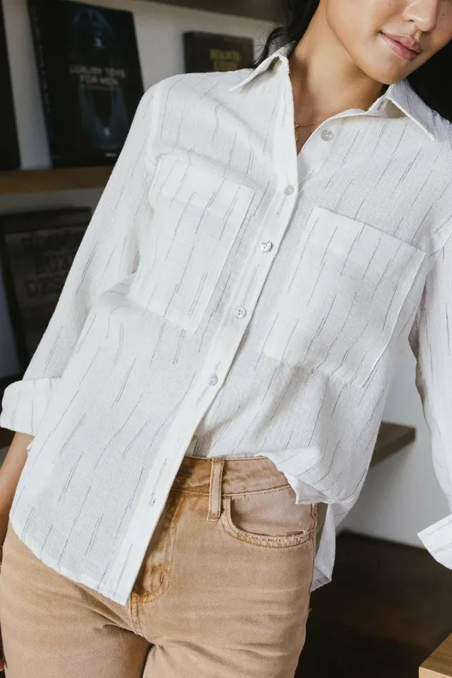Libby Printed Button Up Cream Women Bohme Tops