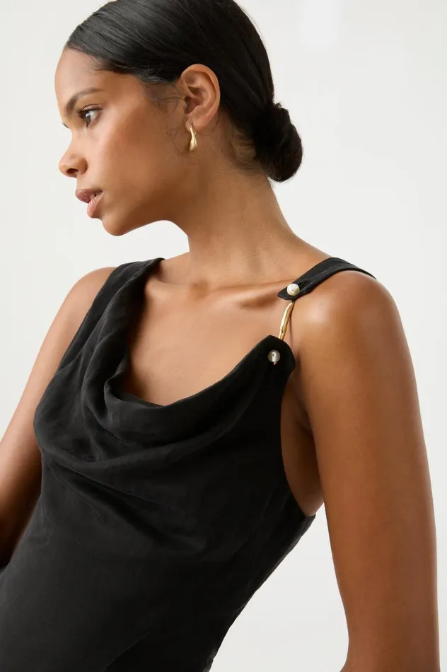 Liberty Asymmetric Mini Dress Black Women Aje Mini Dresses
