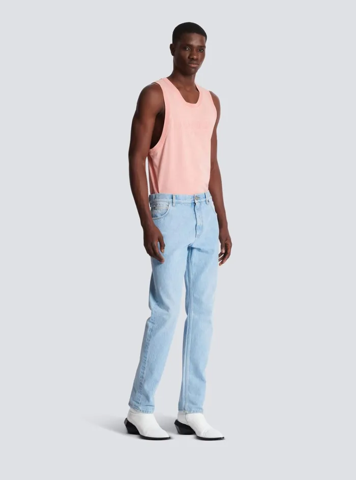 Light Blue Regularfit Denim Jeans Blue Men Balmain Denim