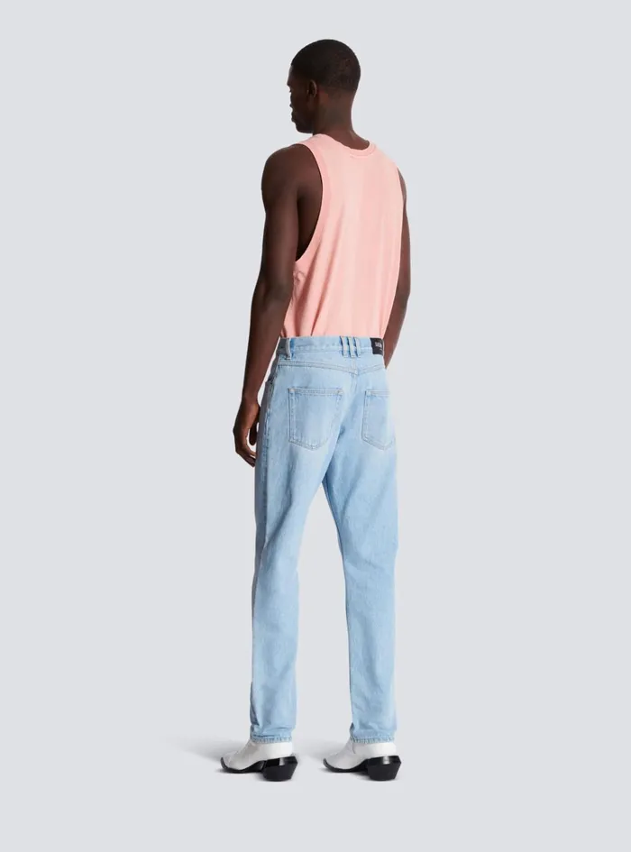 Light Blue Regularfit Denim Jeans Blue Men Balmain Denim