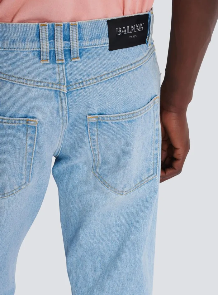 Light Blue Regularfit Denim Jeans Blue Men Balmain Denim