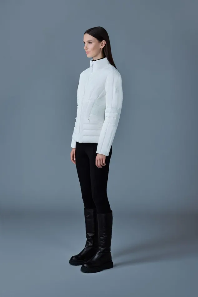 Light Down Jackets Women Mackage ALMA Smocked Detail Light Down Jacket White