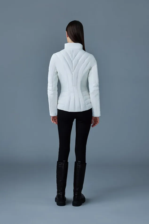 Light Down Jackets Women Mackage ALMA Smocked Detail Light Down Jacket White